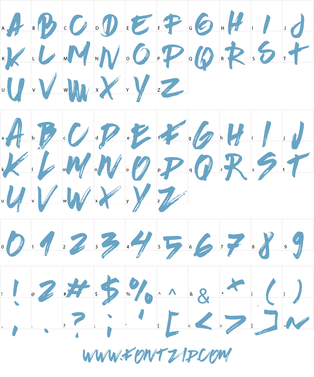 Brushed Traveler Font Character